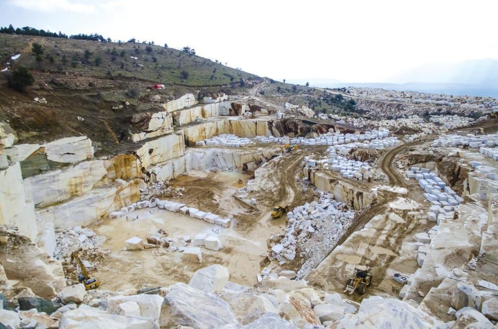 Beige marble quarry located in italy